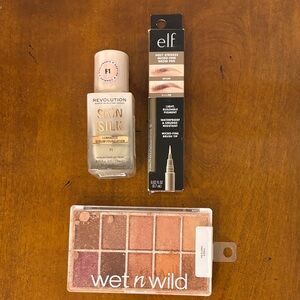 Revolution Skin Silk Serum Foundation - Light Beige, Brow Pen & Eye Shadow Set